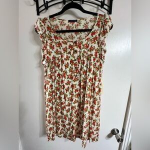 Floral Print Ruffle Sleeve Mini Dress